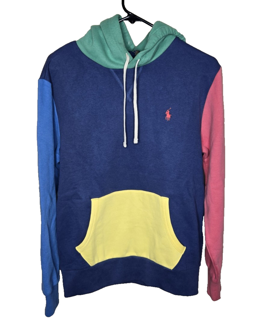 Polo Ralph Lauren Mens Color Block Fleece Hoodie Size Small